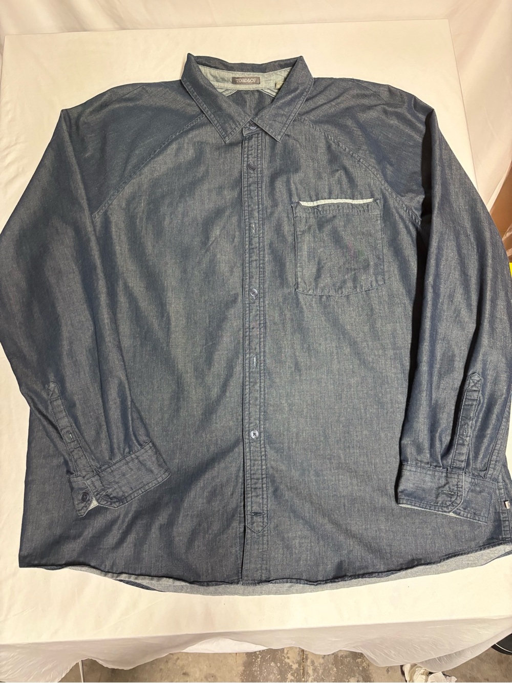 Toad&Co Blue Chambray Long Sleeve Button Down Shirt